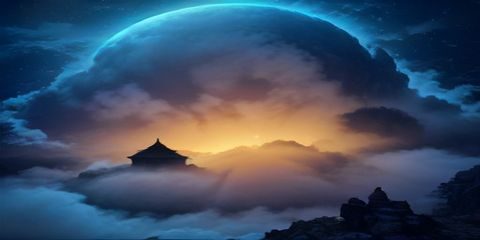 义母散华动漫第十集高潮场景，两位主角在夕阳下的阳台并肩而坐，画面色调温暖金黄